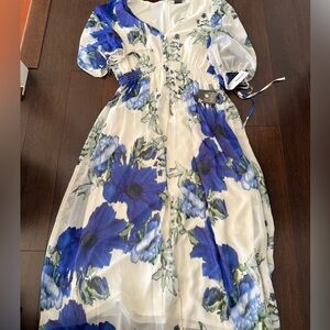 Taylor Dress with Blue Floral Pattern